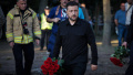 Zelenskyy visits site of russian missile hit at high-rise building in Kyiv