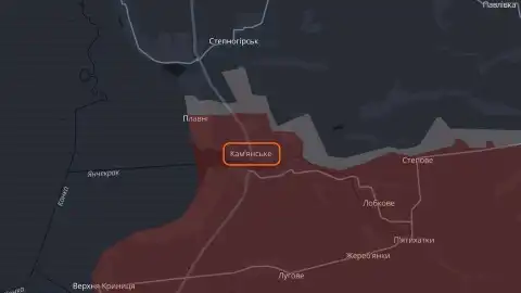 Каменское на интерактивной карте DeepState. Фото: скриншот.
