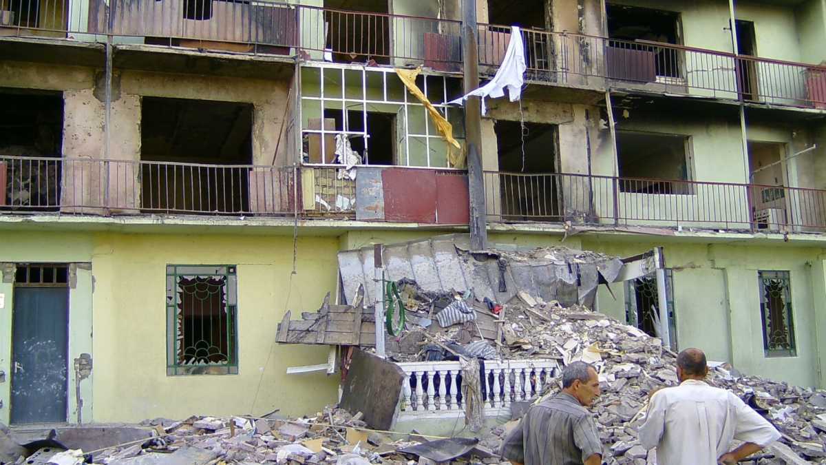 Destroyed residential buildings after airstrike by russian army on Gori. Photo taken on September 10, 2008