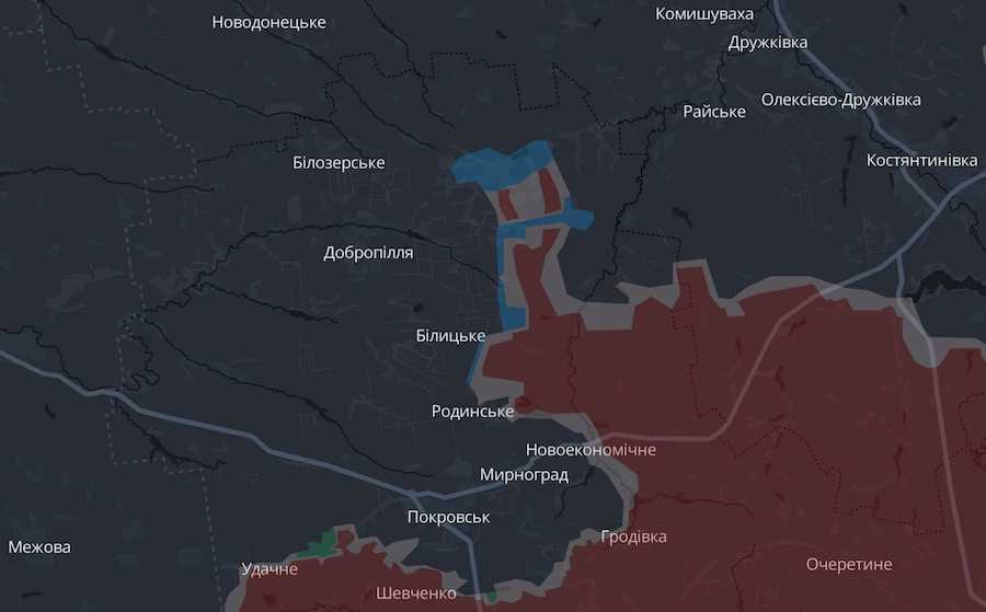 Скріншот інтерактивної мапи DeepState.
