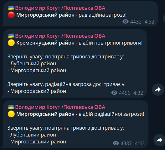 Повідомлення про радіаційну небезпеку від голови Полтавської ОВА, Фото: 