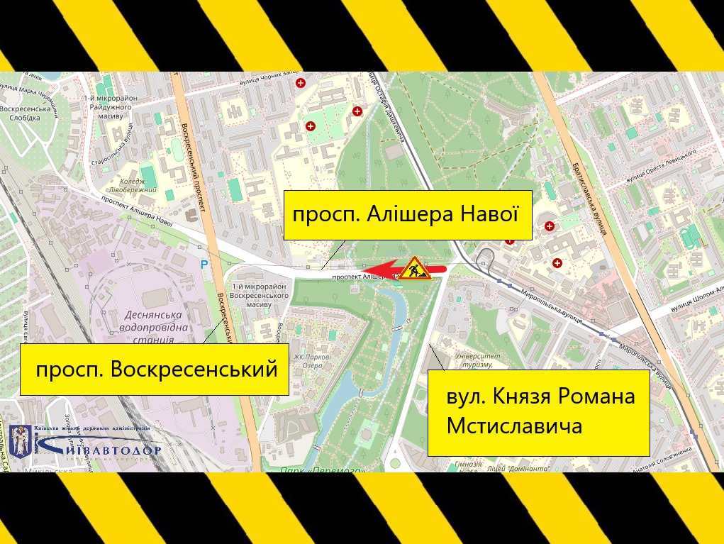 Карта обмежень дорожнього руху на лівому березі. Фото: КК 
