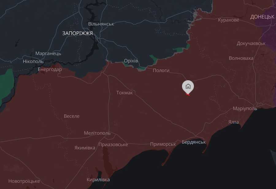 Oleksiyivka, Zaporizhzhia Region. Photo: screenshot of the DeepState project map.