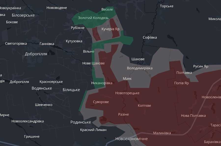 Screenshot of the DeepState interactive map.