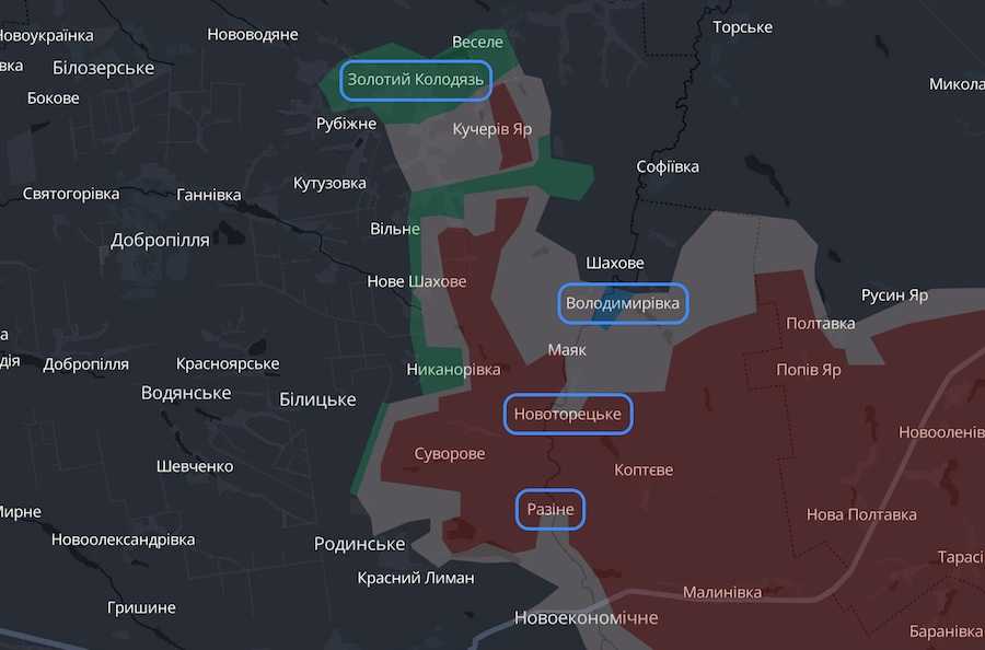 Скріншот інтерактивної мапи DeepState.
