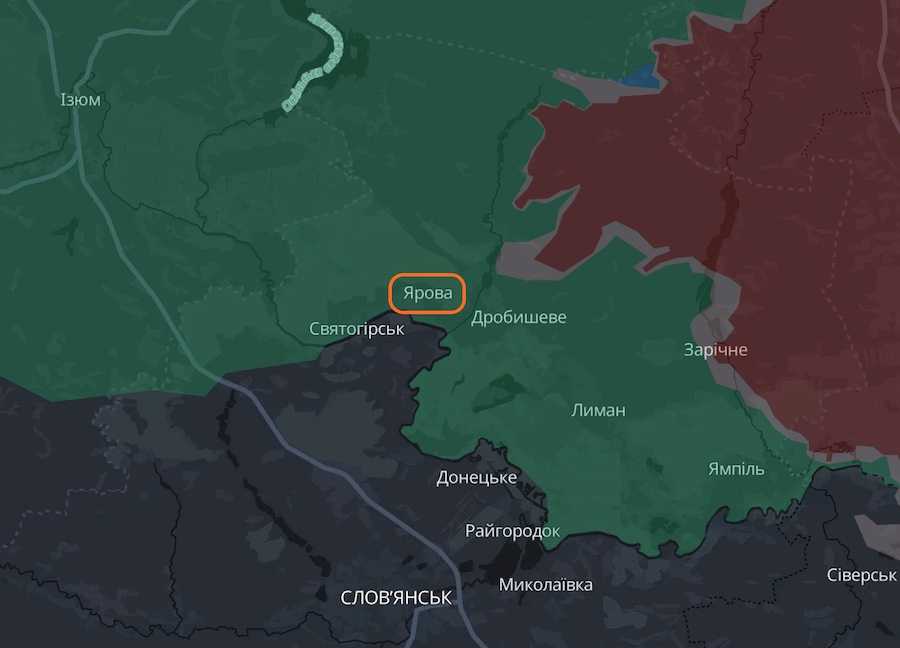 The village of Yarova on the DeepState project map. Photo: screenshot.