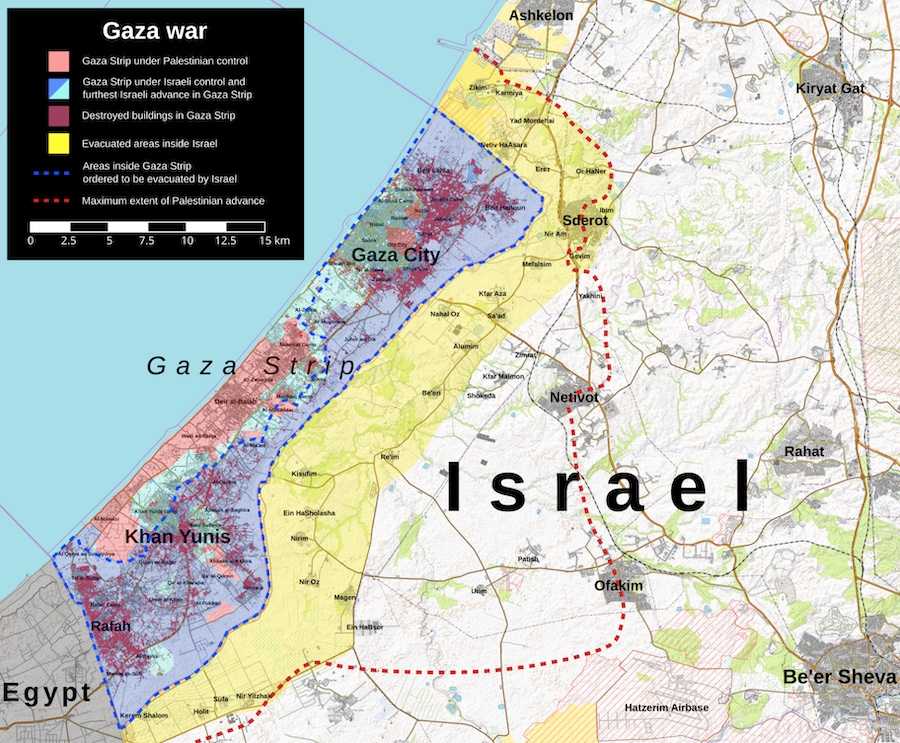 The situation in the Gaza Strip as of September 7. Photo: wikimedia.org.