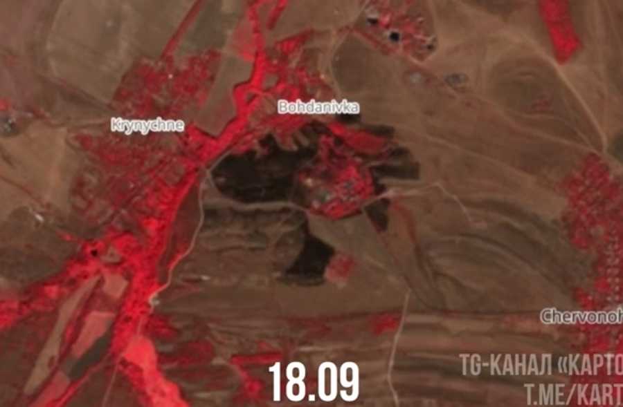 Околиці окупованої Богданівки після ураження російського складу. Фото: t.me/karta2402.