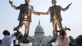 Scandalous sculpture appears near Capitol: Trump and Epstein holding hands
