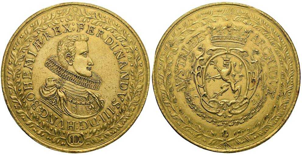 100 дукатів Фердинанда III (1629). Фото: Numismatica Ars Classica