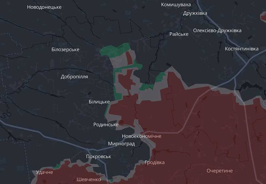 Screenshot of the interactive map of DeepState.