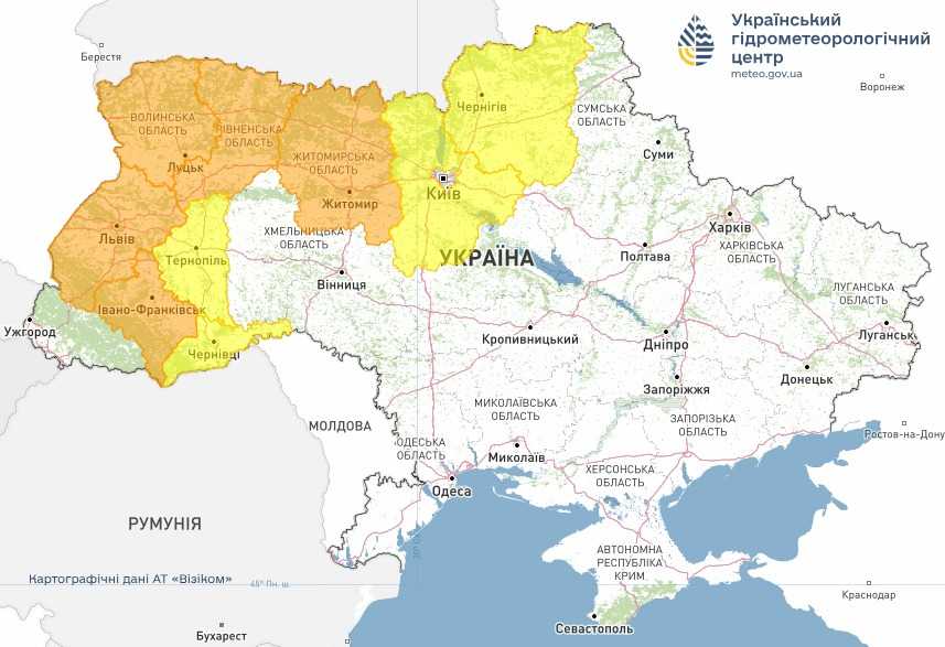 Заморозки 3 жовтня. Мапа: Укргідрометцентр