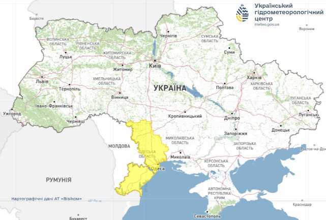Попередження про дощі. Мапа: Укргідрометцентр