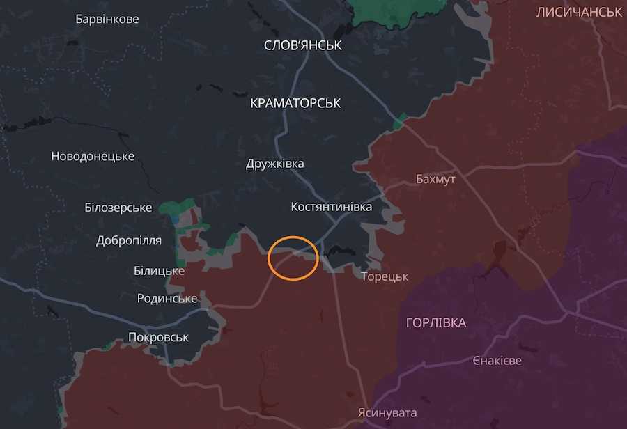 Скріншот інтерактивної мапи DeepState.