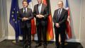 Leaders of France, Germany and the United Kingdom - Emmanuel Macron, Friedrich Merz and Keir Starmer. Photo: Ludovic Marin/Pool.