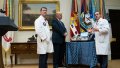 Donald Trump with doctors after a medical examination. Photo: WH pool.