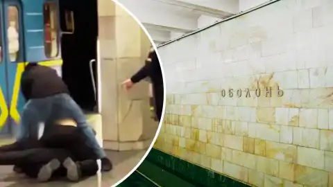 Подростки избили мужчину на станции метро "Оболонь". Коллаж УН