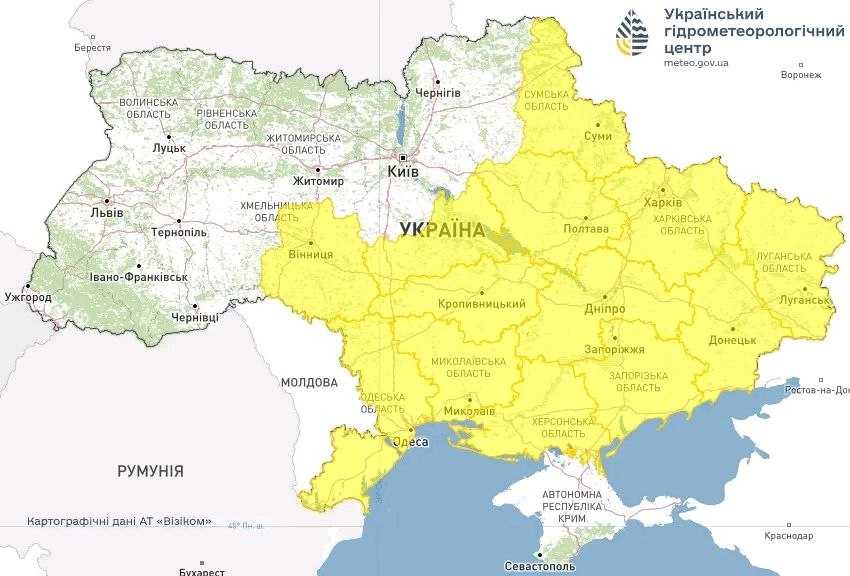 Регіони, де будуть заморозки на поверхні ґрунту 0-3° Фото: Укргідрометцентр