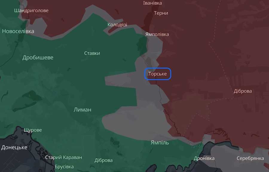 Село Торское на интерактивной карте проекта DeepState. Фото: скриншот.