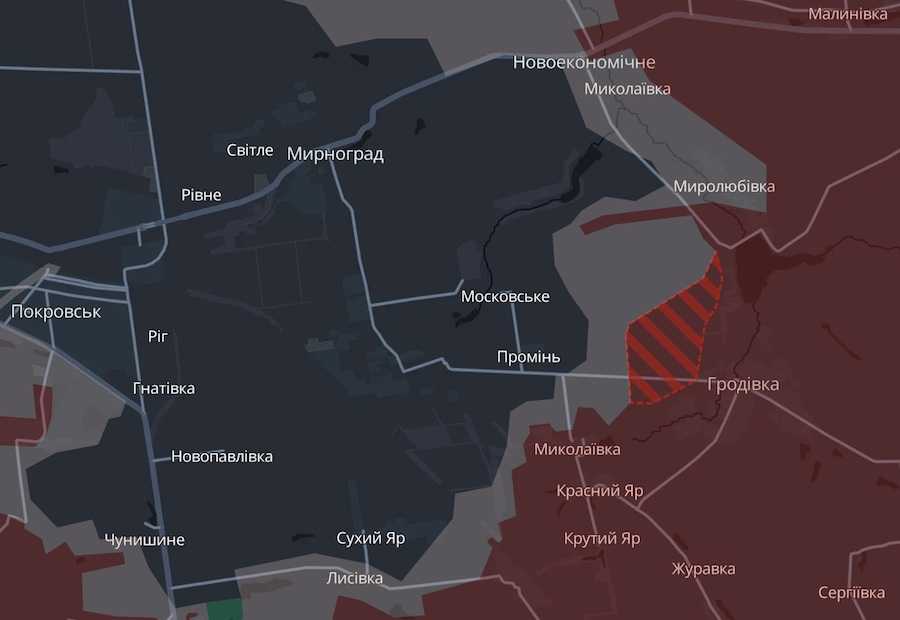 Скріншот інтерактивної мапи DeepState.
