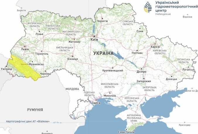 Штормове попередження у Карпатах 28-30 жовтня. Мапа: Укргідрометцентр

