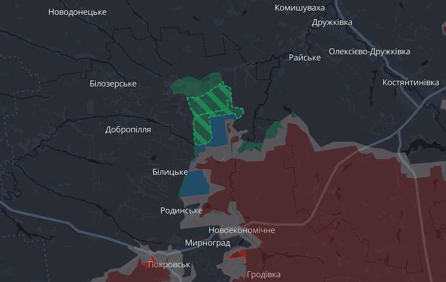 Screenshot of the interactive map of DeepState.