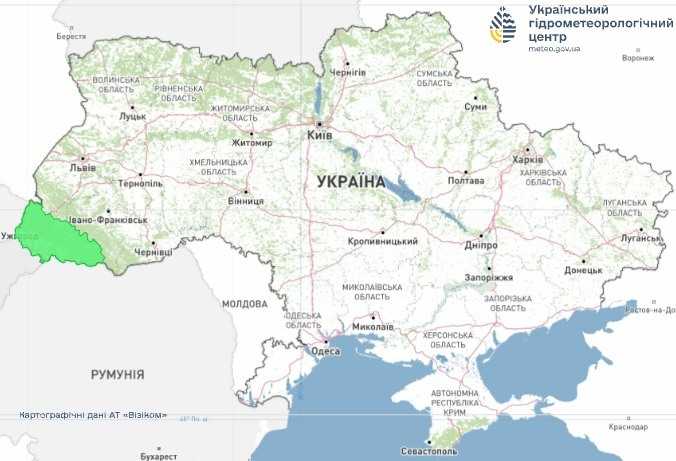 Изменение гидрологической ситуации на Закарпатье. Карта: Укргидрометцентр