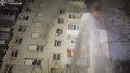 Fire in a high-rise building in Vyshhorod. Screenshot of the SESU video