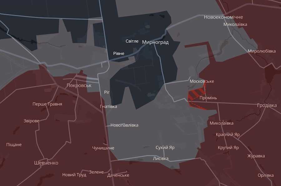 Screenshot of the interactive map of DeepState.