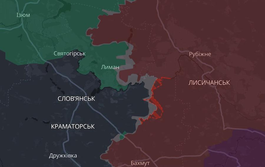 Скриншот интерактивной карты DeepState.