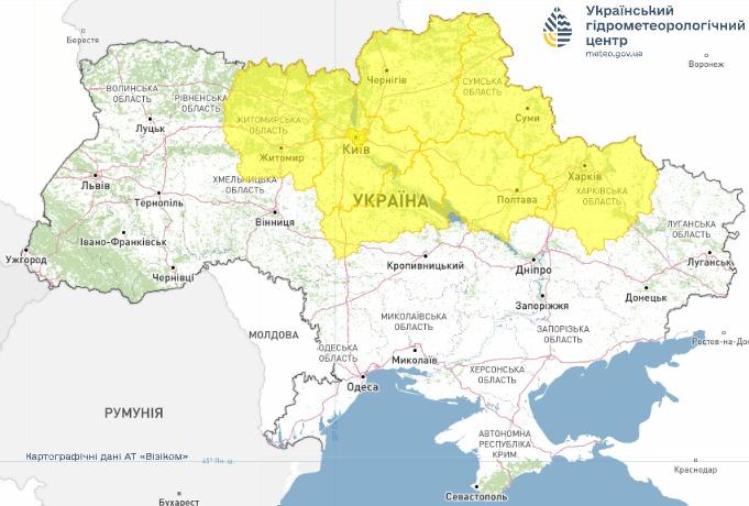 Попередження про туман 17 грудня. Мапа: Укргідрометцентр