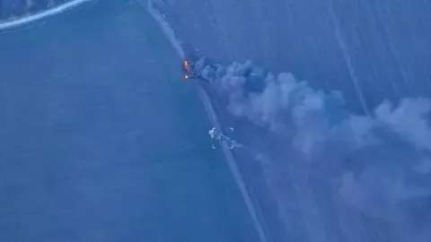 Ураження пускових установок ЗРК С-400 росіян. Фото: скріншот відео.