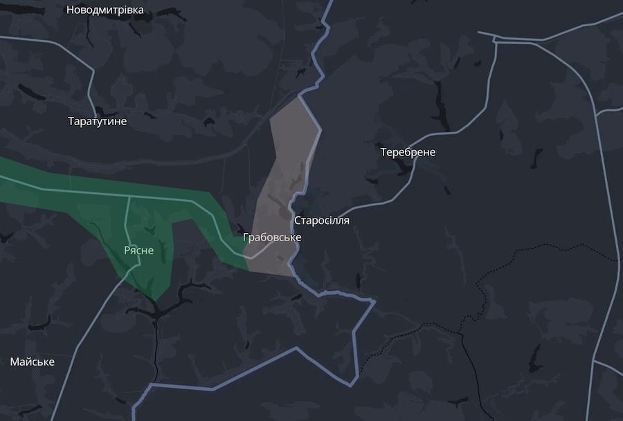 Грабовське Сумської області на мапі проєкту DeepState. Фото: скріншот.