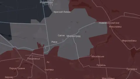 Мирноград на интерактивной карте проекта DeepState. Фото: скриншот.