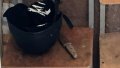 Knife and helmet of the attacker. Photo: National Police