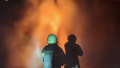 Firefighters show footage of extinguishing fire at critical infrastructure facility in Zhytomyr Region
