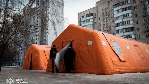 Пункт обогрева, Киев. Фото: ГСЧС