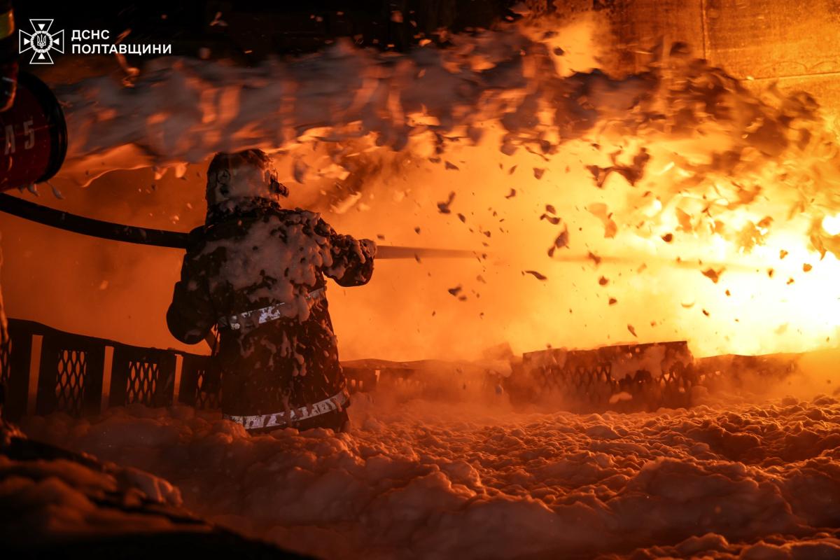 The enemy attacked Poltava region on the night of February 6. Photo: State Emergency Service of Ukraine