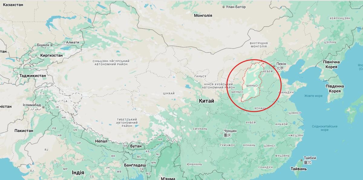 Shanxi Province in China. Map: Google Maps