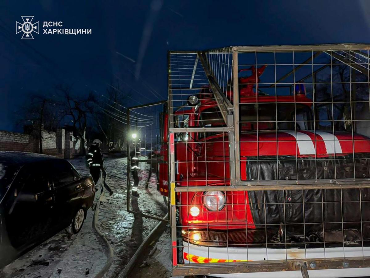 Наслідки атаки росіян на Богодухів. Фото: ДСНС
