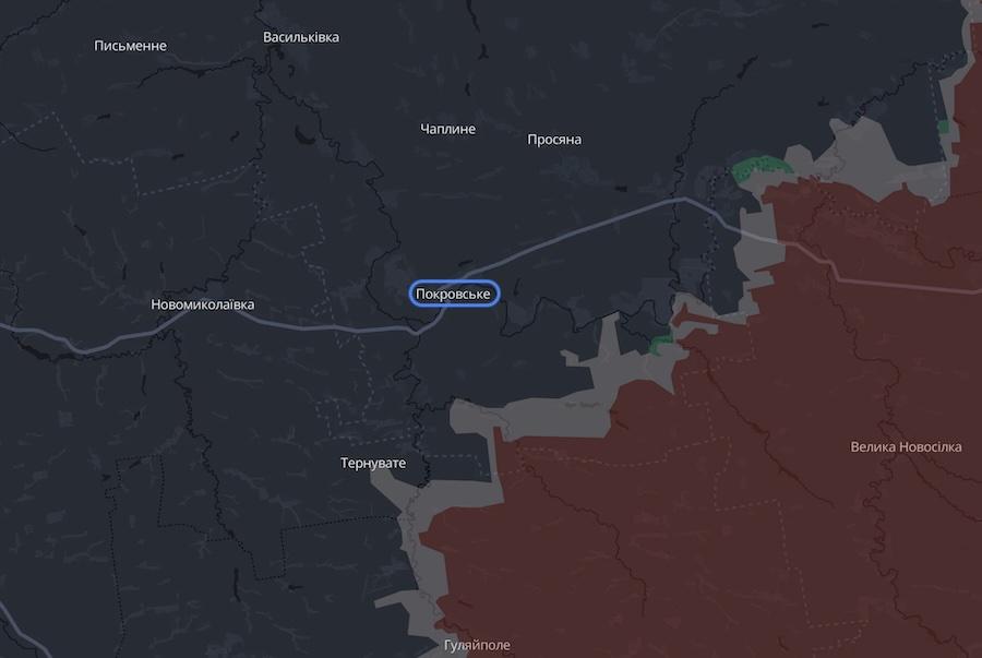 Силы обороны Украины проводят активные, чтобы не дать армии оккупантов продвинуться в направлении Покровского. Фото: скриншот интерактивной карты DeepState.
