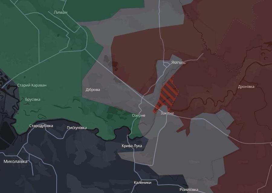 Occupants have advanced near the village of Zakitne in northern Donetsk region, according to DeepState analysts. Photo: screenshot.