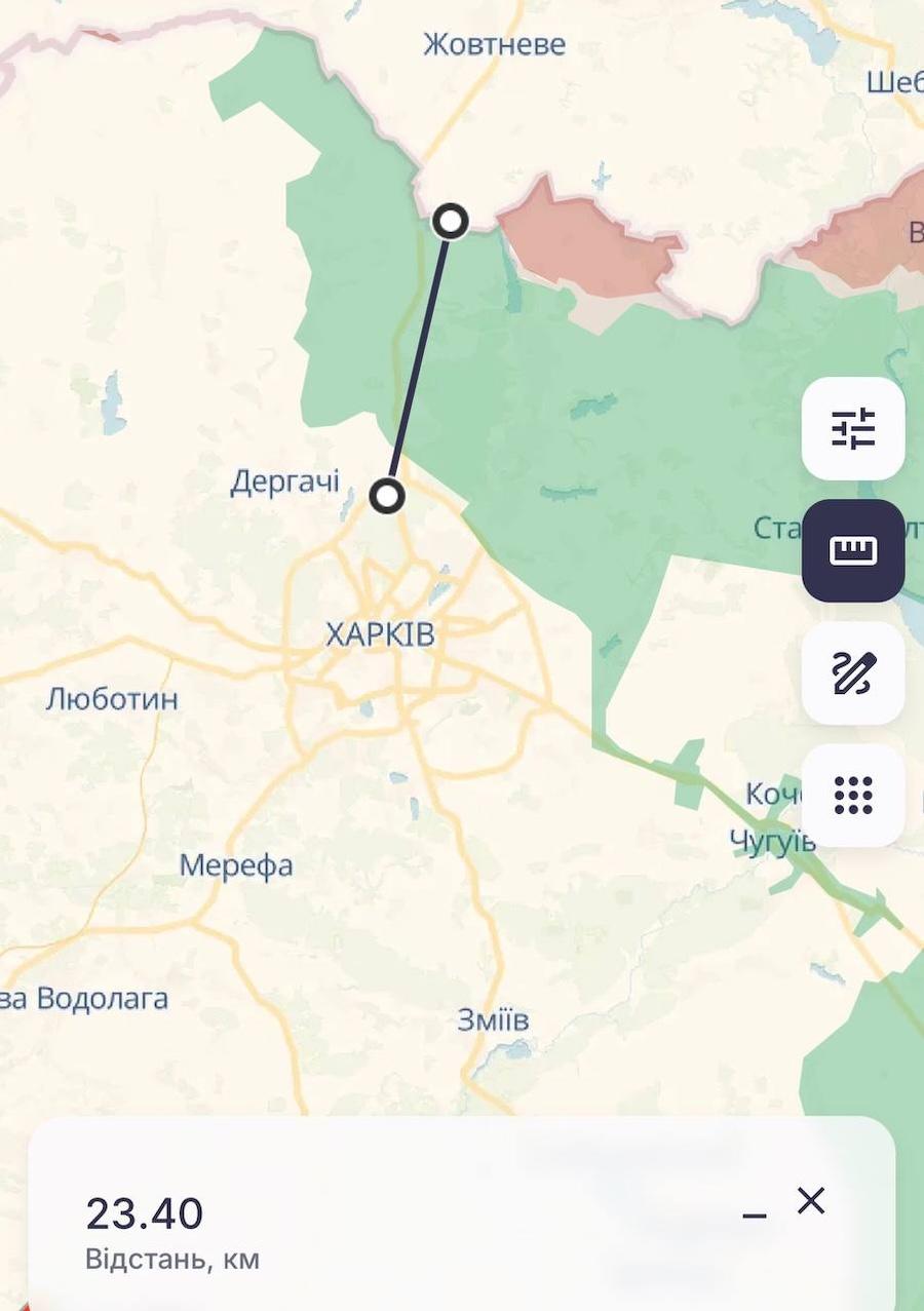 Российский дрон пролетел почти 23,5 километра от границы. Фото: t.me/serhii_flash.