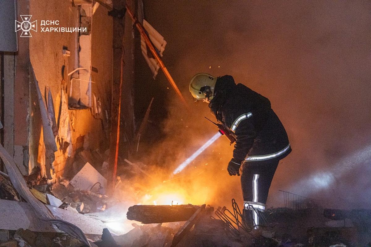 Последствия атаки. Фото: ГСЧС Харьковщины