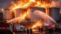 A fire broke out at a refinery in the Krasnodar Krai of russia. Photo: Krasnodarkray1.