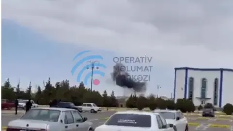 Взрыв дрона в Азербайджане. Скриншот видео