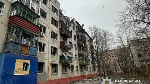 Последствия обстрелов в Донецкой области. Фото: Нацполиция