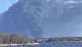 Fire in the port of Ust-Luga after a UAV attack. Photo: t.me/exilenova_plus.