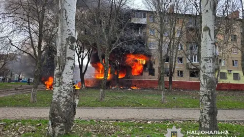 Последствия обстрелов в Донецкой области. Фото: Нацполиция