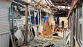 Consequences of an enemy airstrike on the market in Nikopol. Photo: Dnipropetrovsk Regional Military Administration.